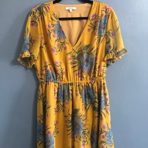 Sweetgrass Ruffle-sleeve dress in painted blooms